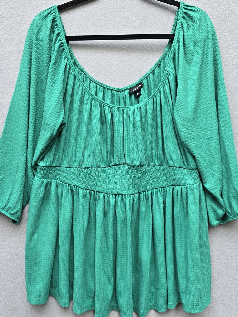 Torrid Green Scoop Neck Peasant Top